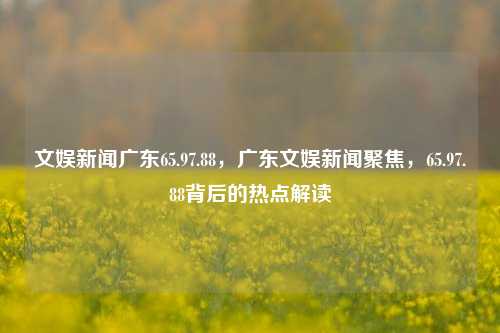 文娱新闻广东65.97.88，广东文娱新闻聚焦，65.97.88背后的热点解读