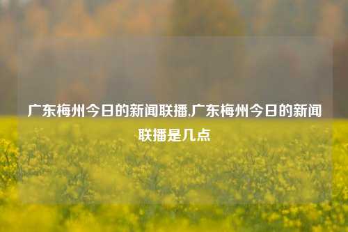 广东梅州今日的新闻联播,广东梅州今日的新闻联播是几点