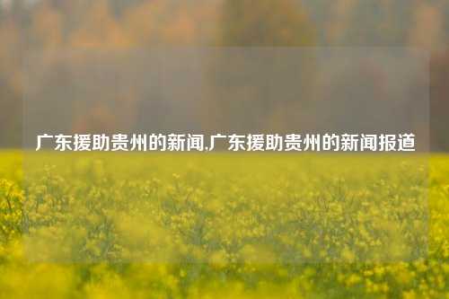 广东援助贵州的新闻,广东援助贵州的新闻报道