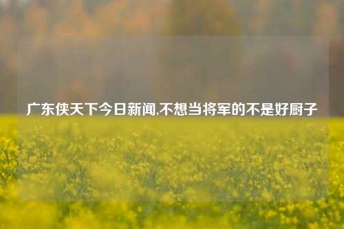 广东侠天下今日新闻,不想当将军的不是好厨子