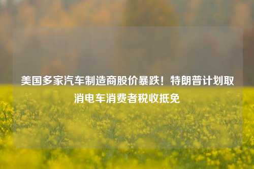 美国多家汽车制造商股价暴跌！特朗普计划取消电车消费者税收抵免