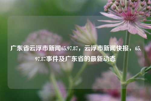 广东省云浮市新闻65.97.87，云浮市新闻快报，65.97.87事件及广东省的最新动态