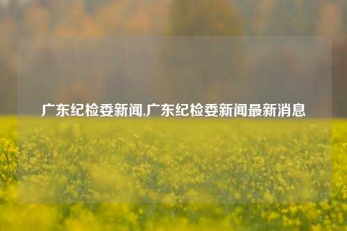 广东纪检委新闻,广东纪检委新闻最新消息