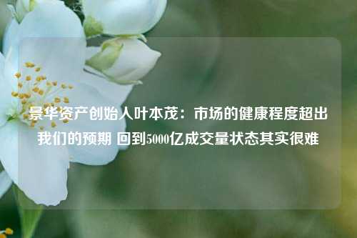 景华资产创始人叶本茂：市场的健康程度超出我们的预期 回到5000亿成交量状态其实很难