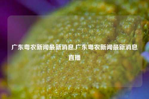 广东粤农新闻最新消息,广东粤农新闻最新消息直播