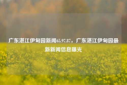 广东湛江伊甸园新闻65.97.87，广东湛江伊甸园最新新闻信息曝光