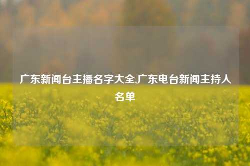 广东新闻台主播名字大全,广东电台新闻主持人名单