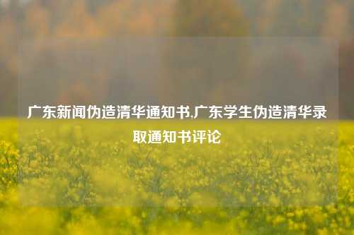 广东新闻伪造清华通知书,广东学生伪造清华录取通知书评论