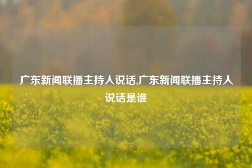 广东新闻联播主持人说话,广东新闻联播主持人说话是谁