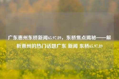 广东惠州东桥新闻65.97.89，东桥焦点揭秘——解析惠州的热门话题广东 新闻 东桥65.97.89