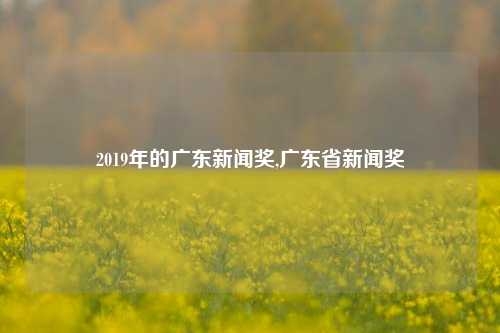 2019年的广东新闻奖,广东省新闻奖