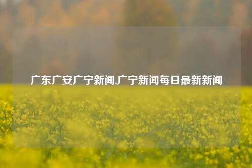 广东广安广宁新闻,广宁新闻每日最新新闻