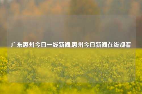 广东惠州今日一线新闻,惠州今日新闻在线观看