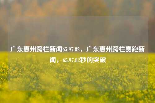 广东惠州跨栏新闻65.97.82，广东惠州跨栏赛跑新闻，65.97.82秒的突破