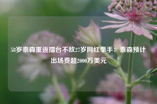 58岁泰森重返擂台不敌27岁网红拳手：泰森预计出场费超2000万美元