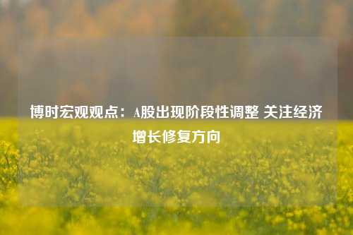 博时宏观观点：A股出现阶段性调整 关注经济增长修复方向