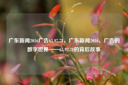 广东新闻2016广告65.97.78，广东新闻2016，广告的数字世界——65.97.78的背后故事