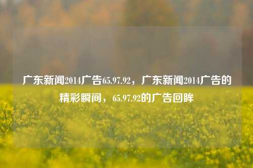 广东新闻2014广告65.97.92，广东新闻2014广告的精彩瞬间，65.97.92的广告回眸