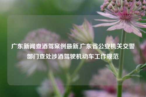 广东新闻查酒驾案例最新,广东省公安机关交警部门查处涉酒驾驶机动车工作规范