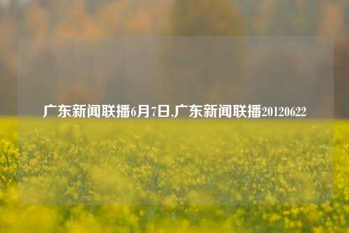 广东新闻联播6月7日,广东新闻联播20120622