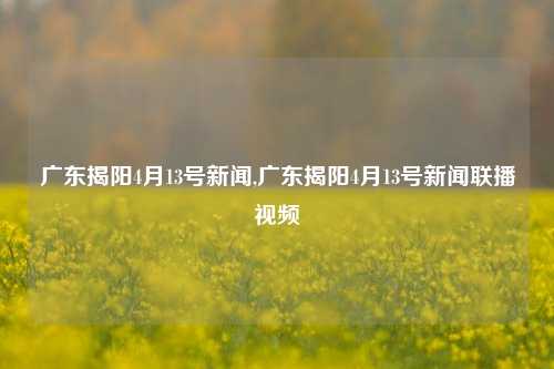 广东揭阳4月13号新闻,广东揭阳4月13号新闻联播视频