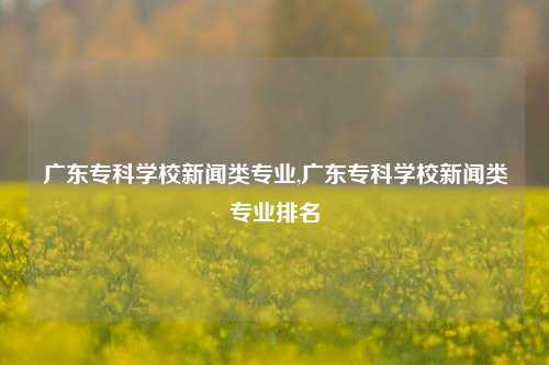 广东专科学校新闻类专业,广东专科学校新闻类专业排名