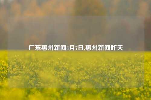 广东惠州新闻4月7日,惠州新闻昨天