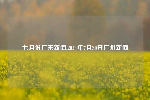 七月份广东新闻,2021年7月30日广州新闻