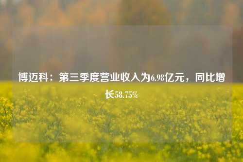 博迈科：第三季度营业收入为6.98亿元，同比增长58.75%