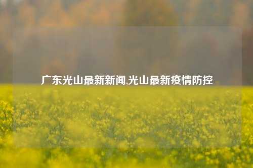 广东光山最新新闻,光山最新疫情防控